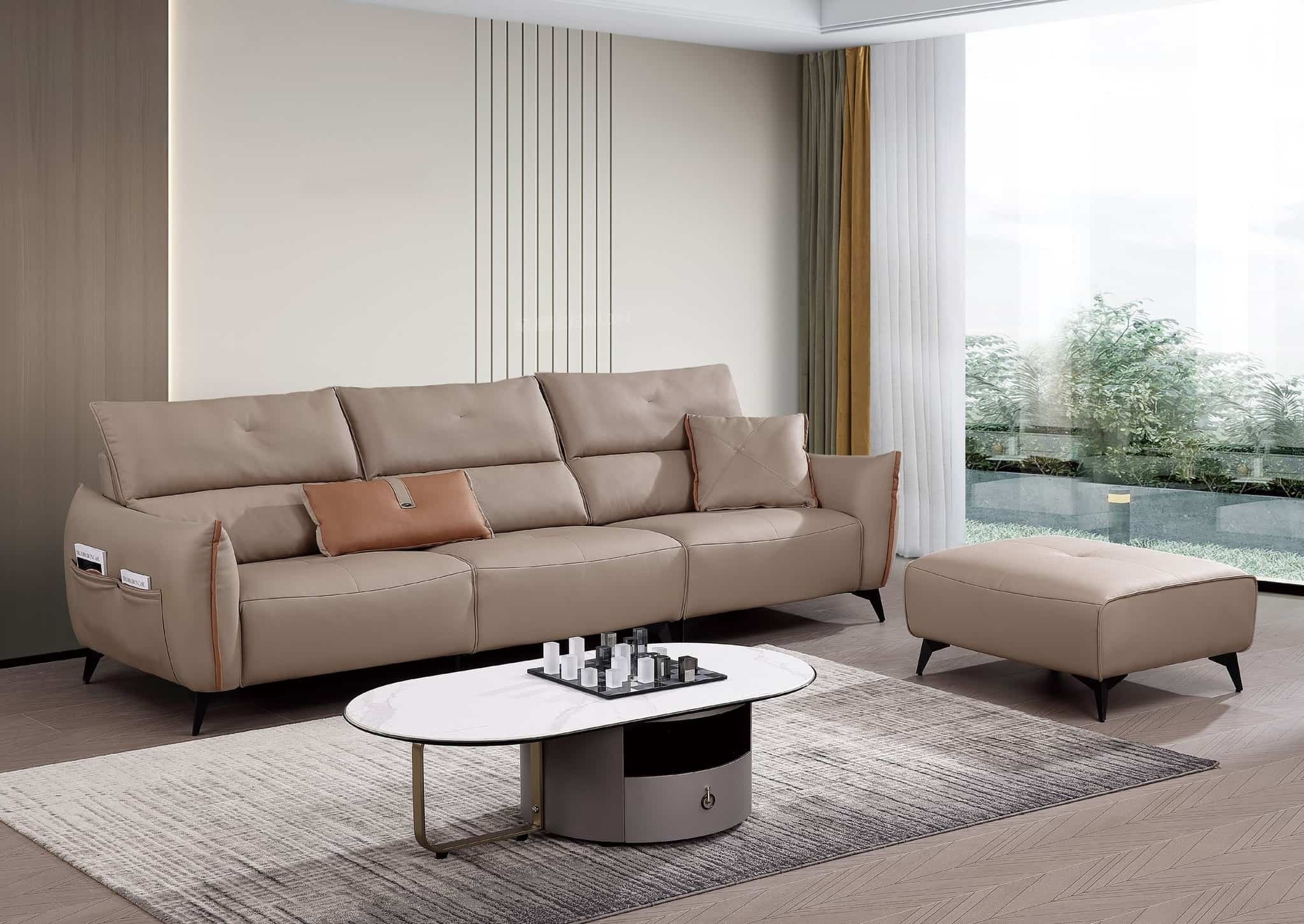 Cách bài trí sofa có bàn trà gắn liền đẹp mắt, tiện nghi