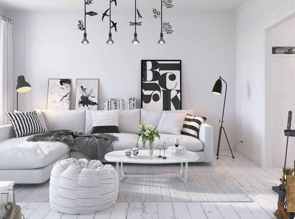 Cách phối hợp sofa da màu trắng trong nội thất