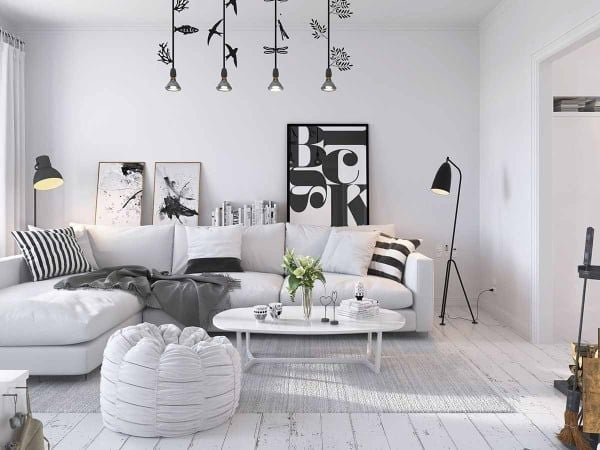 Cách phối hợp sofa da màu trắng trong nội thất